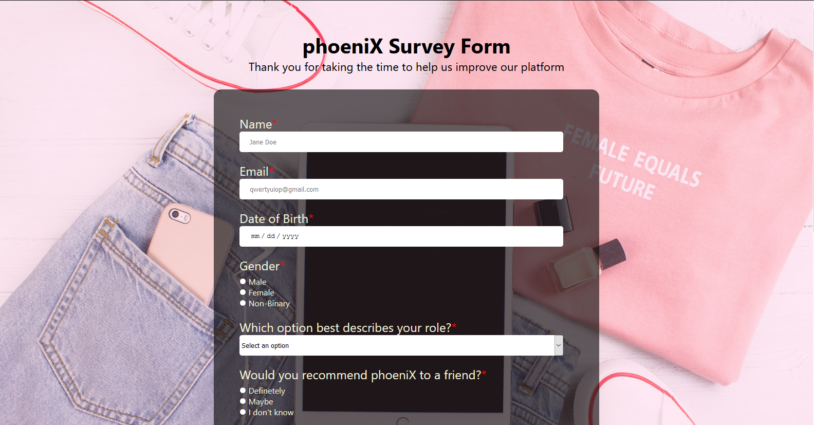 A survey page